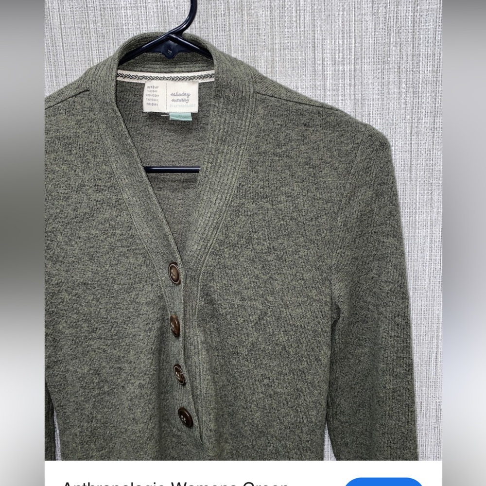ANTHROPOLOGIE Saturday Sunday V-neck button up sweater - size large - Picture 3 of 10